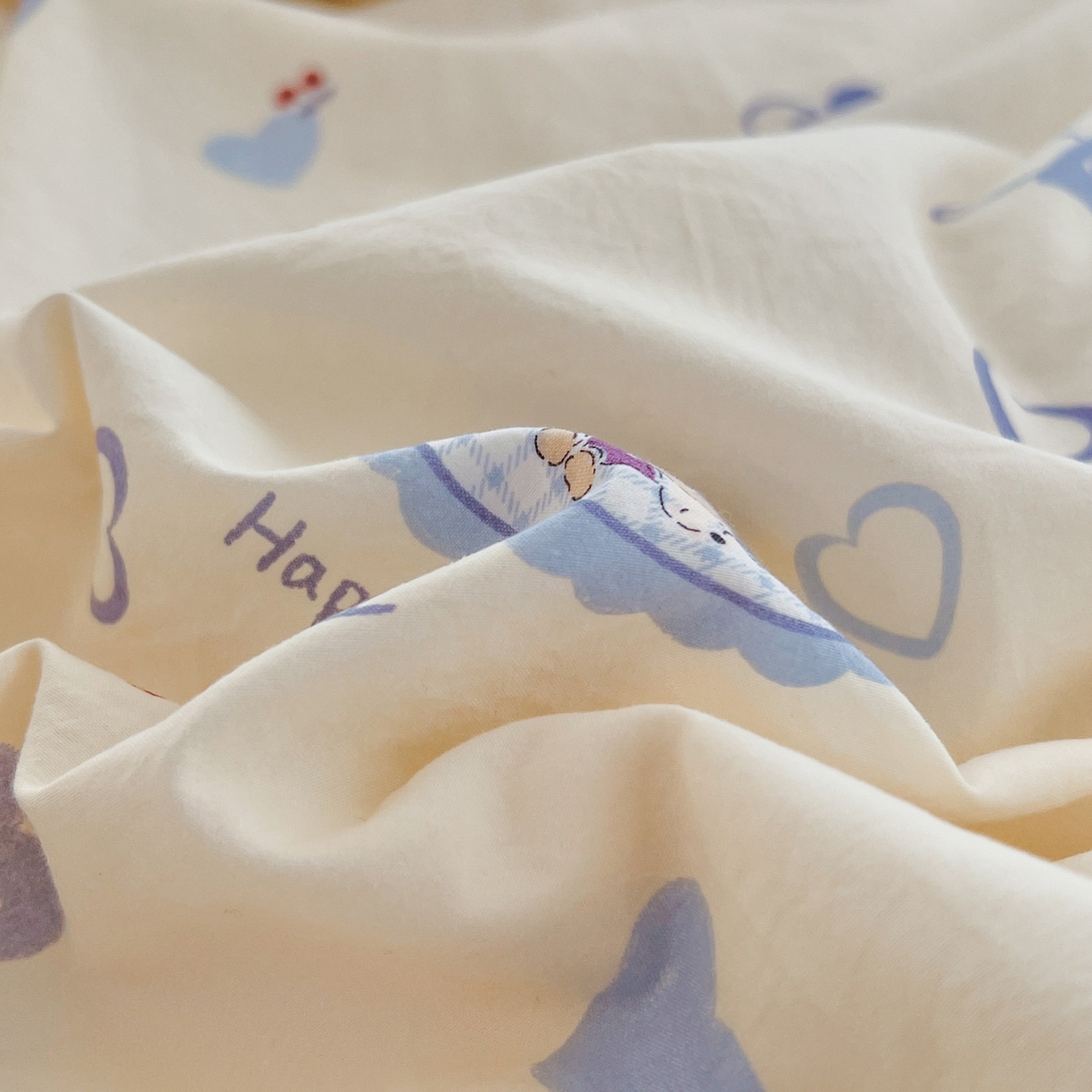 91家纺网 家纺一手货源 找家纺 瑞钰 2026新款A类古法水洗仿棉云感纱四件套 小狗日记