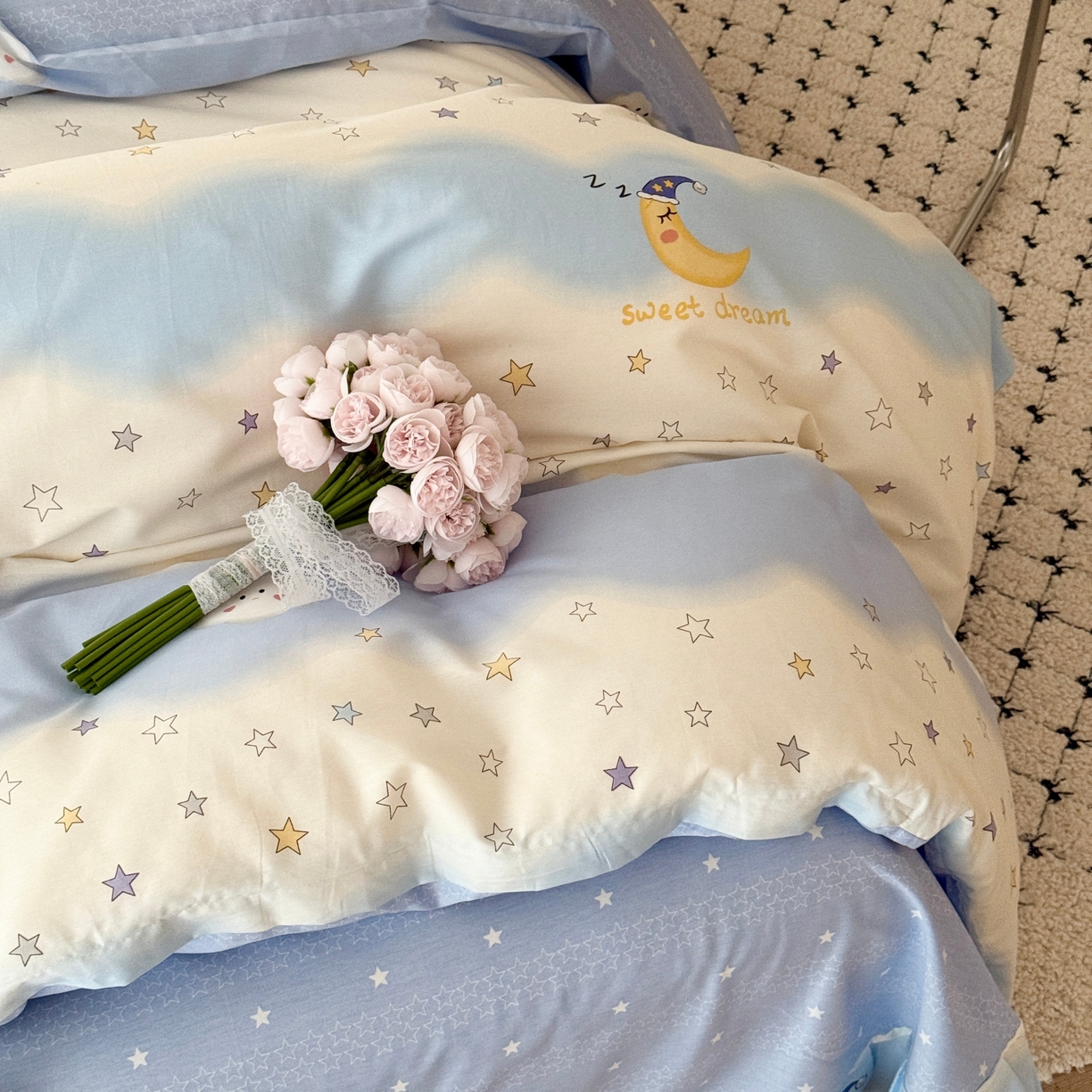 91家纺网 家纺一手货源 找家纺 于果 2026款全棉纯棉13370四件套-第一批 星辰入梦