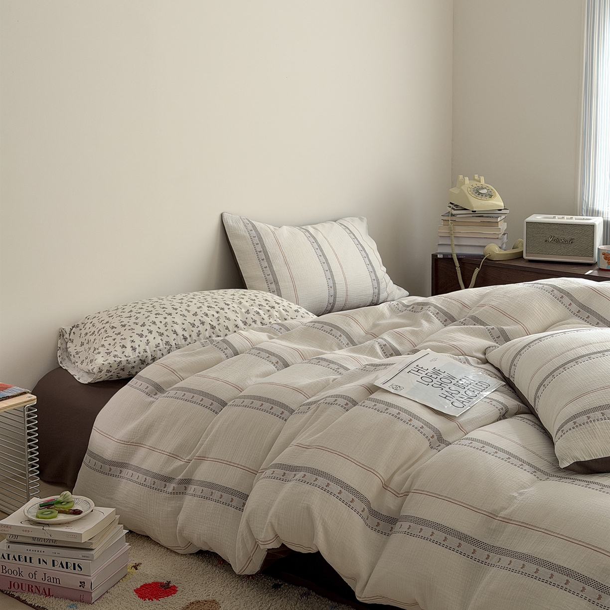 91家纺网 家纺一手货源 找家纺 蜜宿 2026新款全棉水洗双层纱提花四件套-甜茶 甜茶-咖