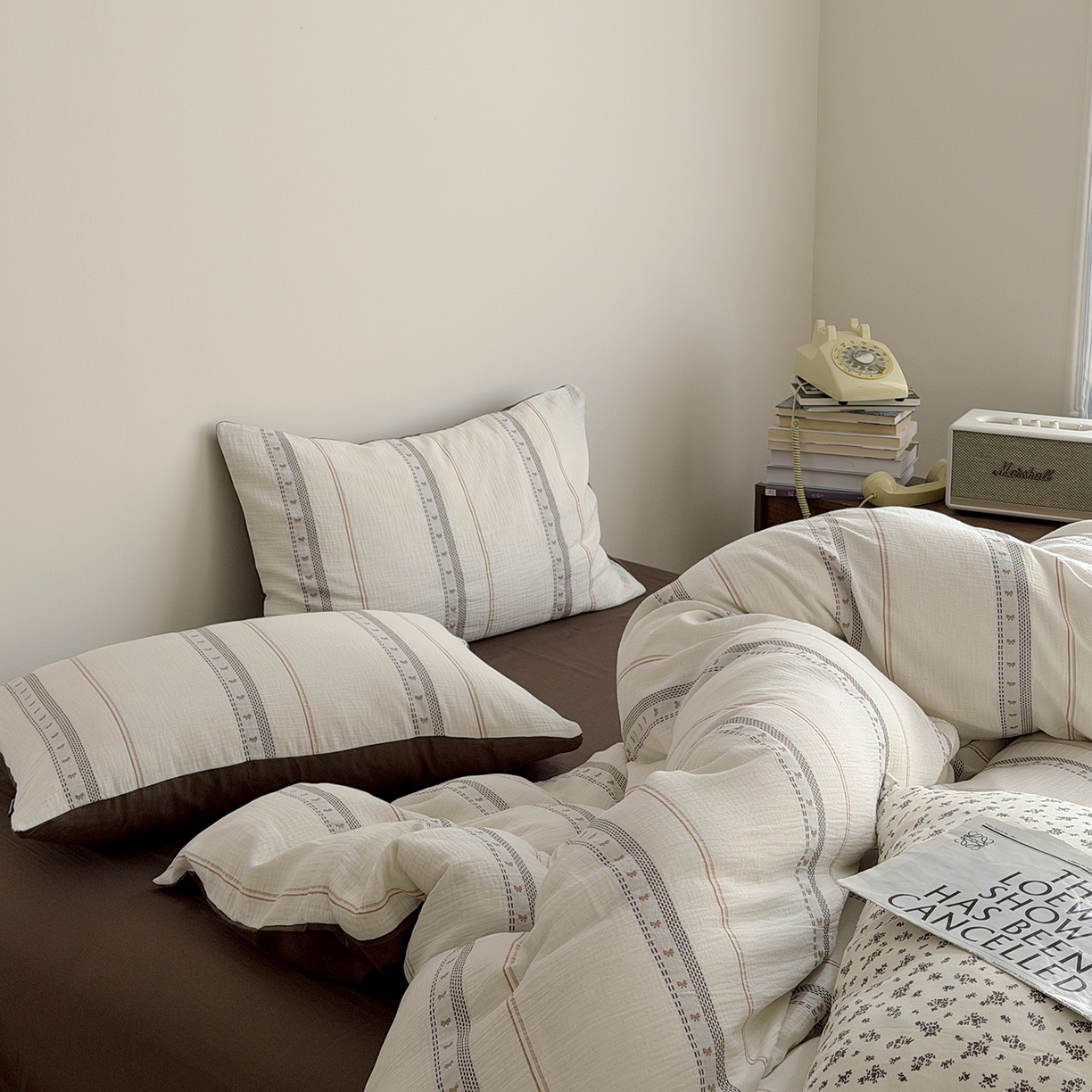 91家纺网 家纺一手货源 找家纺 蜜宿 2026新款全棉水洗双层纱提花四件套-甜茶 甜茶-咖