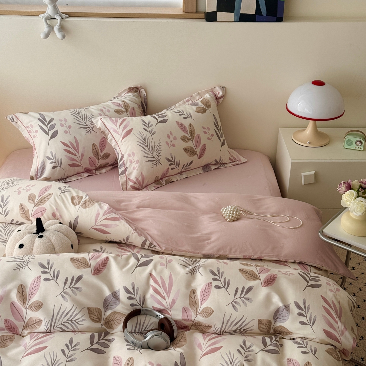 91家纺网 家纺一手货源 找家纺 于果 2026款全棉纯棉13370四件套-第一批 叶语轻喃粉