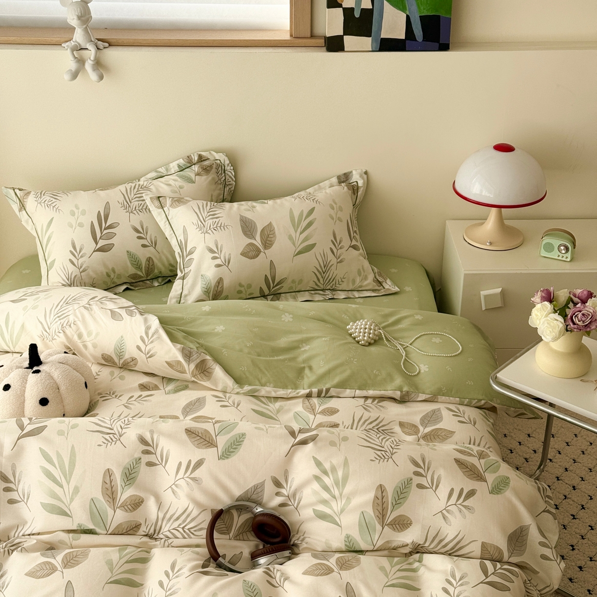 91家纺网 家纺一手货源 找家纺 于果 2026款全棉纯棉13370四件套-第一批 叶语轻喃绿