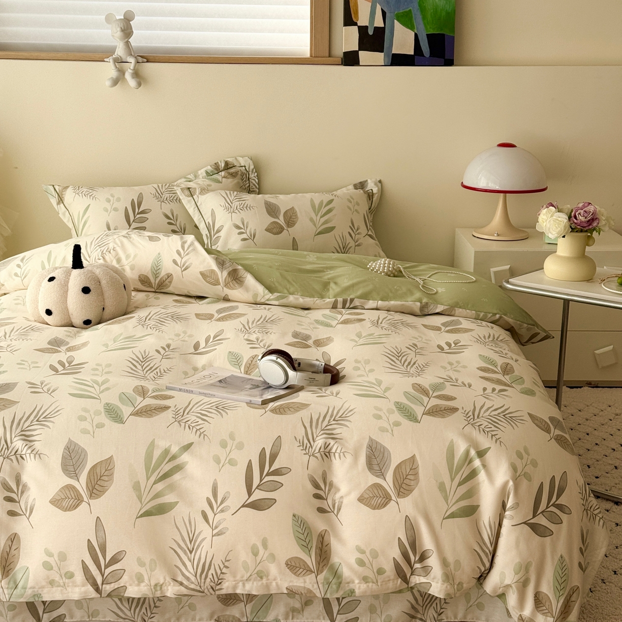 91家纺网 家纺一手货源 找家纺 于果 2026款全棉纯棉13370四件套-第一批 叶语轻喃绿