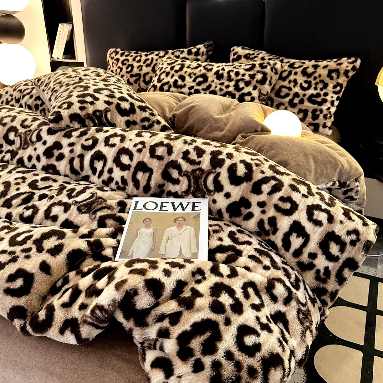 91家纺网 家纺一手货源 找家纺 栩裕纺织 2026新款高克重兔毛四件套-美拉德系列（提供买家秀） 美拉德-美豹纹