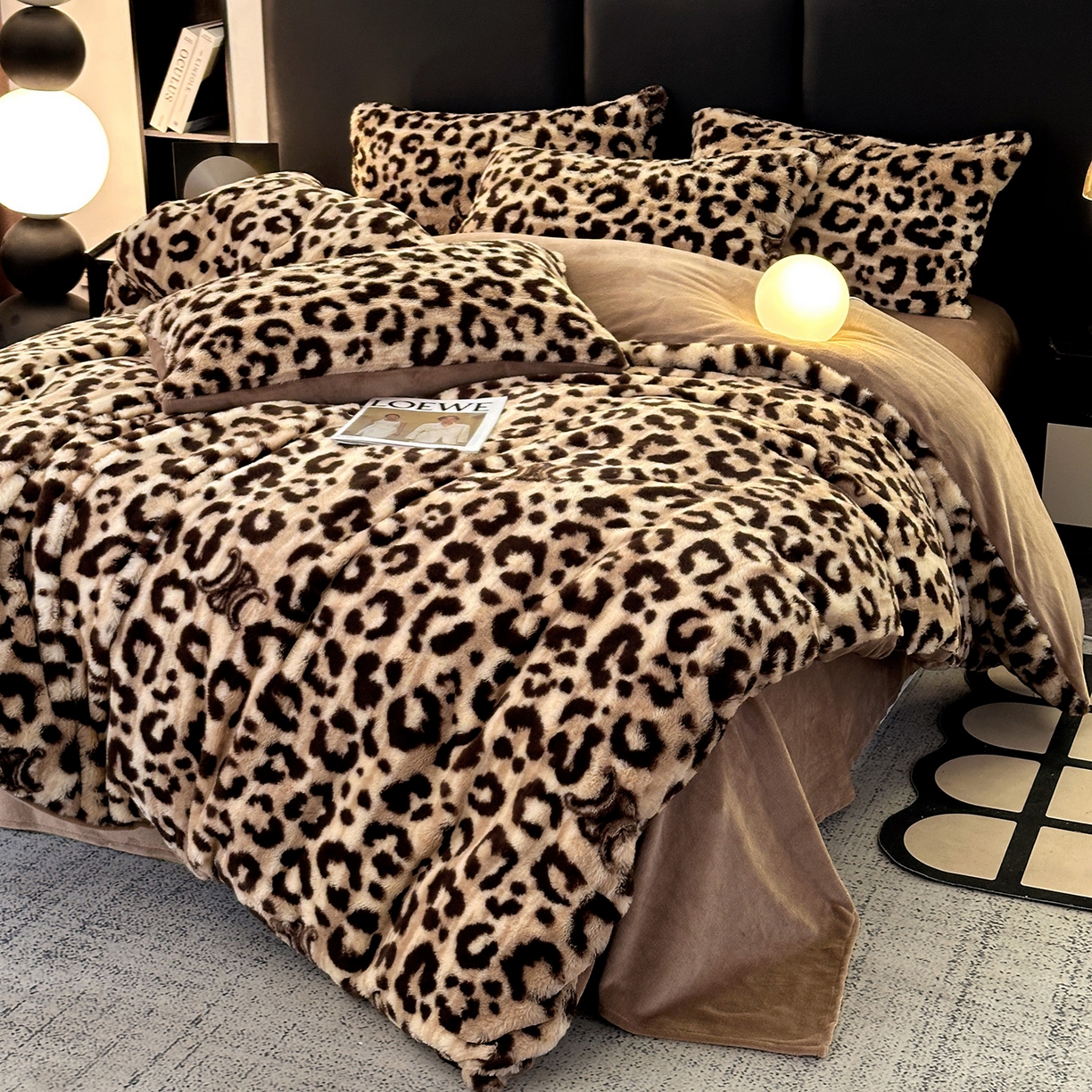 91家纺网 家纺一手货源 找家纺 栩裕纺织 2026新款高克重兔毛四件套-美拉德系列（提供买家秀） 美拉德-美豹纹