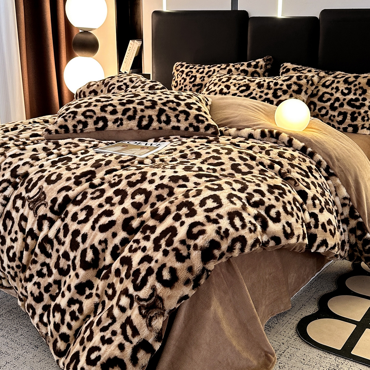 91家纺网 家纺一手货源 找家纺 栩裕纺织 2026新款高克重兔毛四件套-美拉德系列（提供买家秀） 美拉德-美豹纹