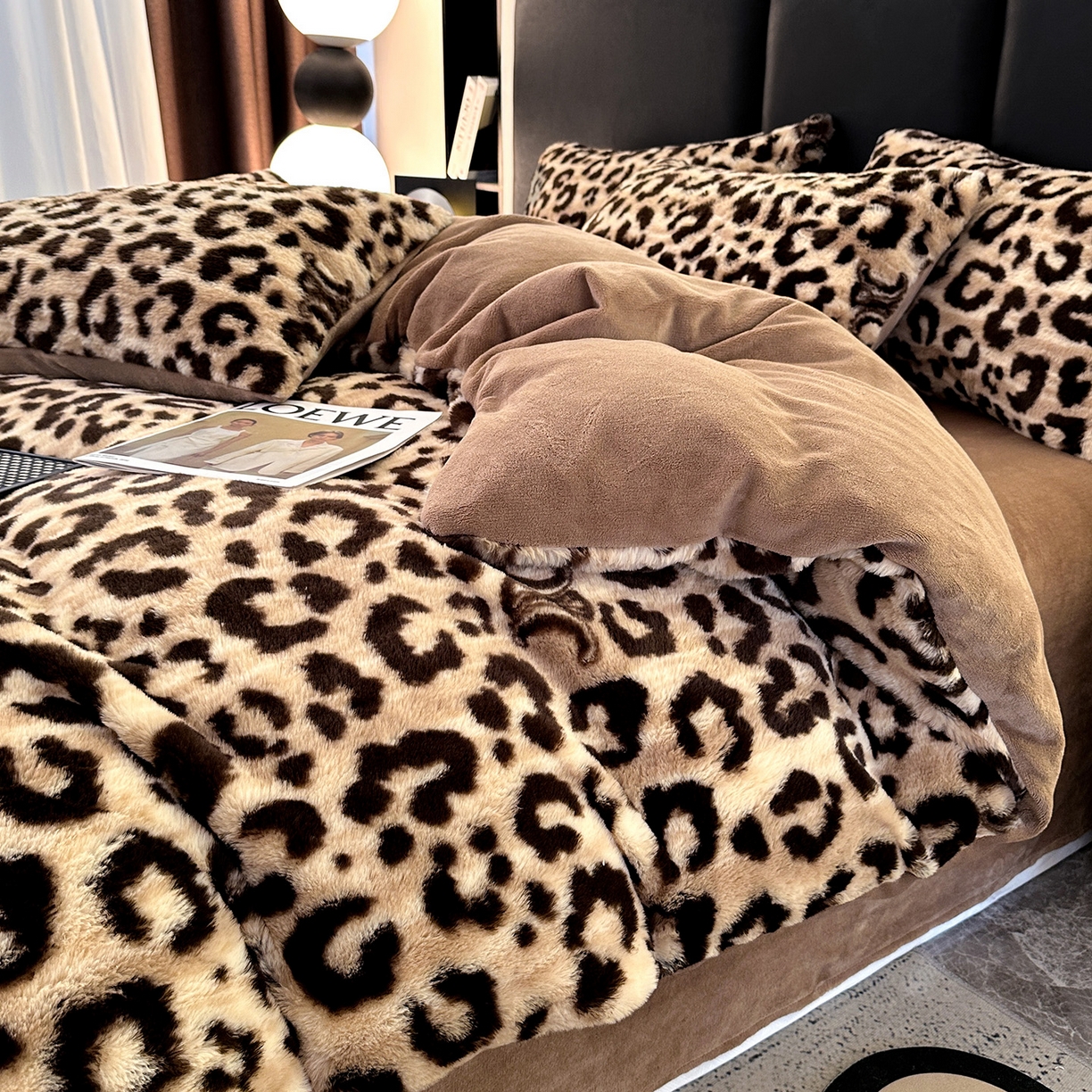 91家纺网 家纺一手货源 找家纺 栩裕纺织 2026新款高克重兔毛四件套-美拉德系列（提供买家秀） 美拉德-美豹纹