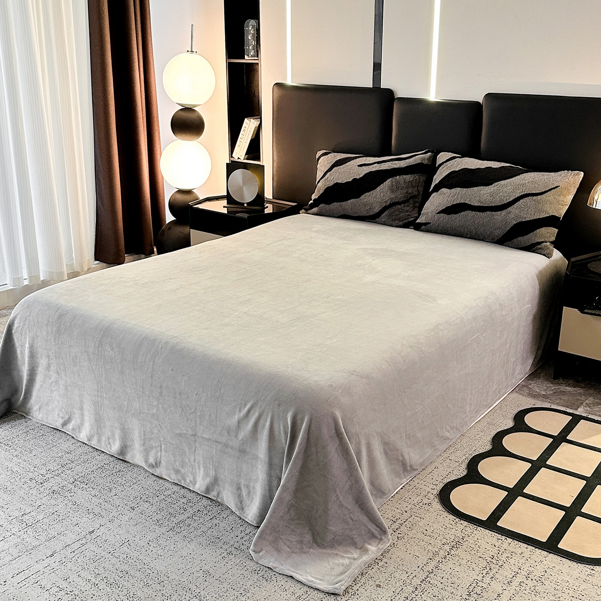 91家纺网 家纺一手货源 找家纺 栩裕纺织 2026新款高克重兔毛四件套-美拉德系列（提供买家秀） 美拉德-斑马纹灰