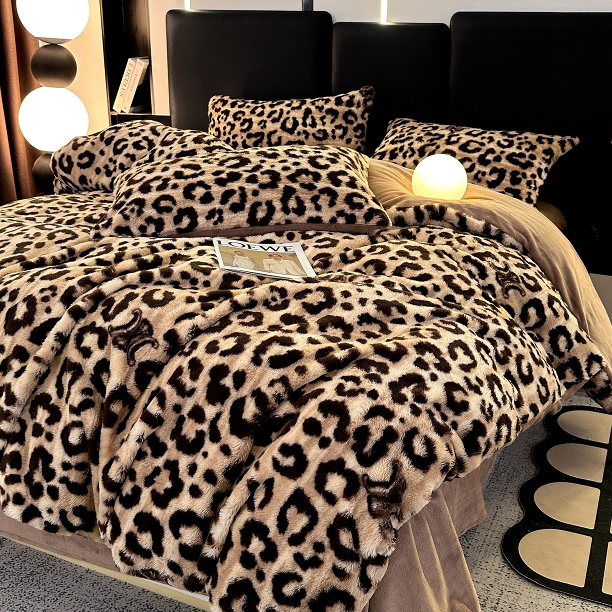 91家纺网 家纺一手货源 找家纺 栩裕纺织 2026新款高克重兔毛四件套-美拉德系列（提供买家秀） 美拉德-美豹纹