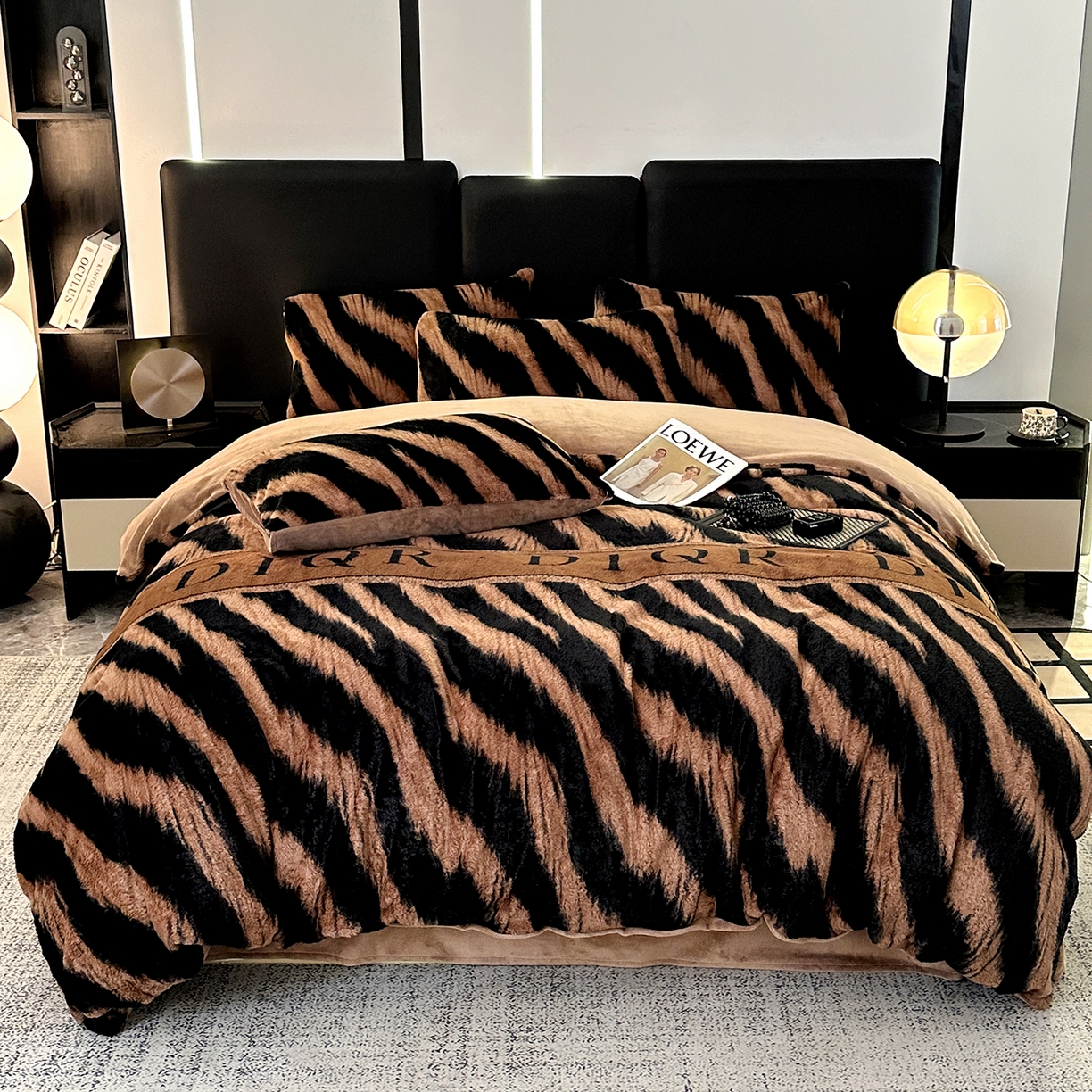 91家纺网 家纺一手货源 找家纺 栩裕纺织 2026新款高克重兔毛四件套-美拉德系列（提供买家秀） 美拉德-DR虎纹咖