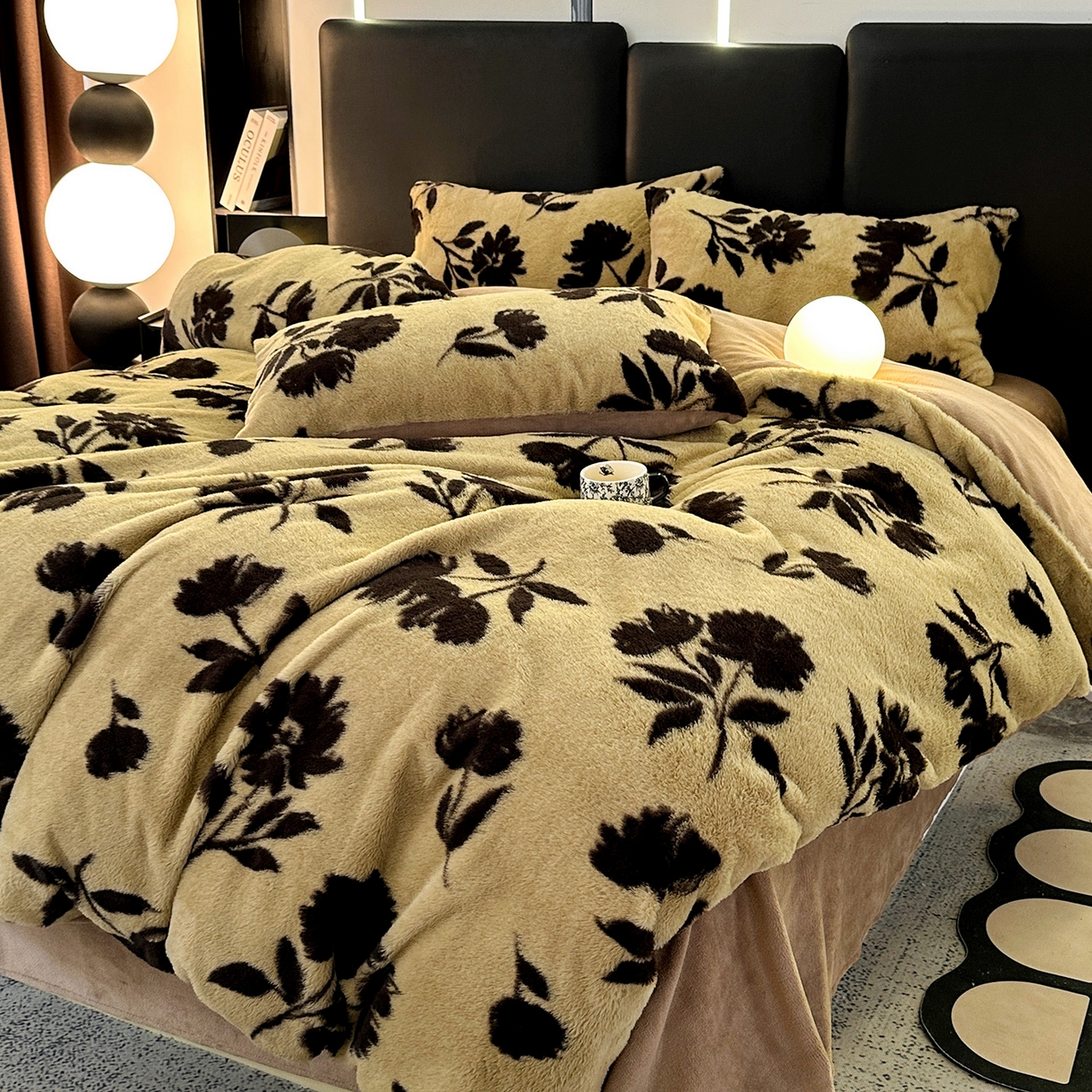 91家纺网 家纺一手货源 找家纺 栩裕纺织 2026新款高克重兔毛四件套-美拉德系列（提供买家秀） 美拉德-枫叶咖