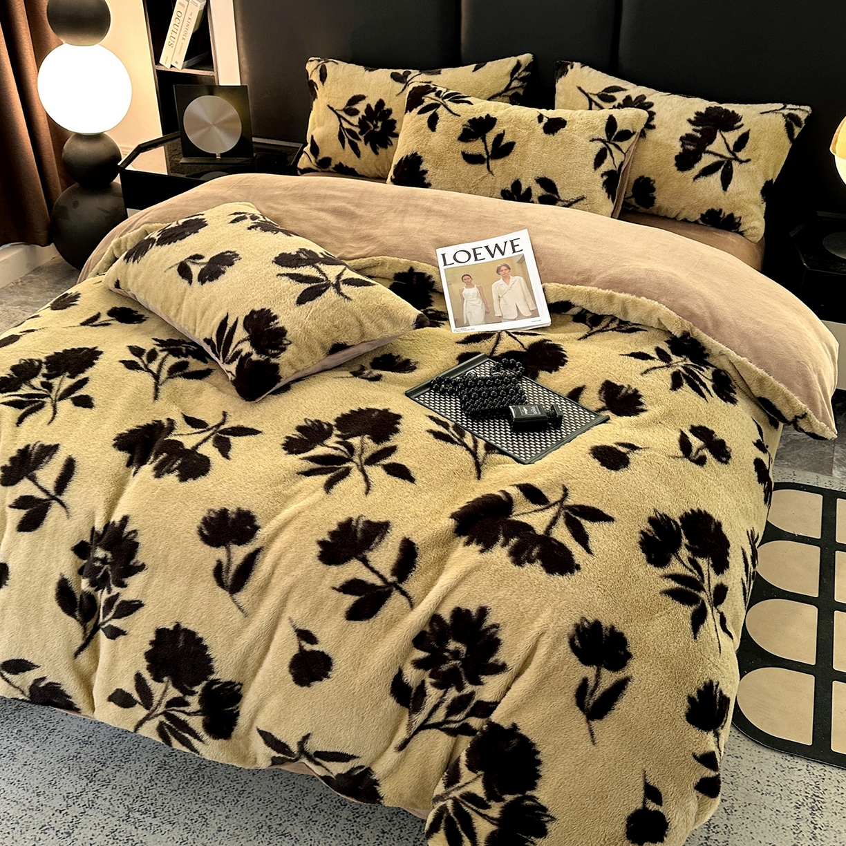 91家纺网 家纺一手货源 找家纺 栩裕纺织 2026新款高克重兔毛四件套-美拉德系列（提供买家秀） 美拉德-枫叶咖