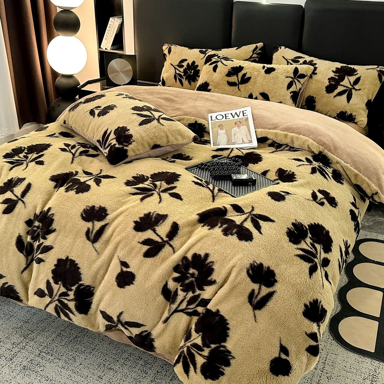 91家纺网 家纺一手货源 找家纺 栩裕纺织 2026新款高克重兔毛四件套-美拉德系列（提供买家秀） 美拉德-枫叶咖