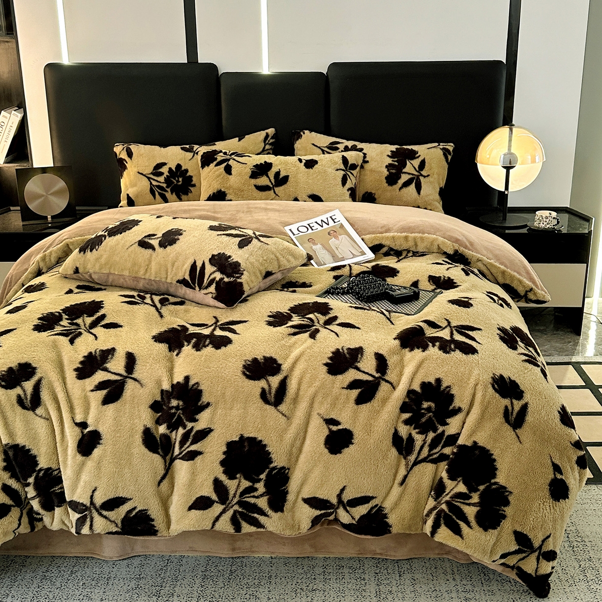 91家纺网 家纺一手货源 找家纺 栩裕纺织 2026新款高克重兔毛四件套-美拉德系列（提供买家秀） 美拉德-枫叶咖