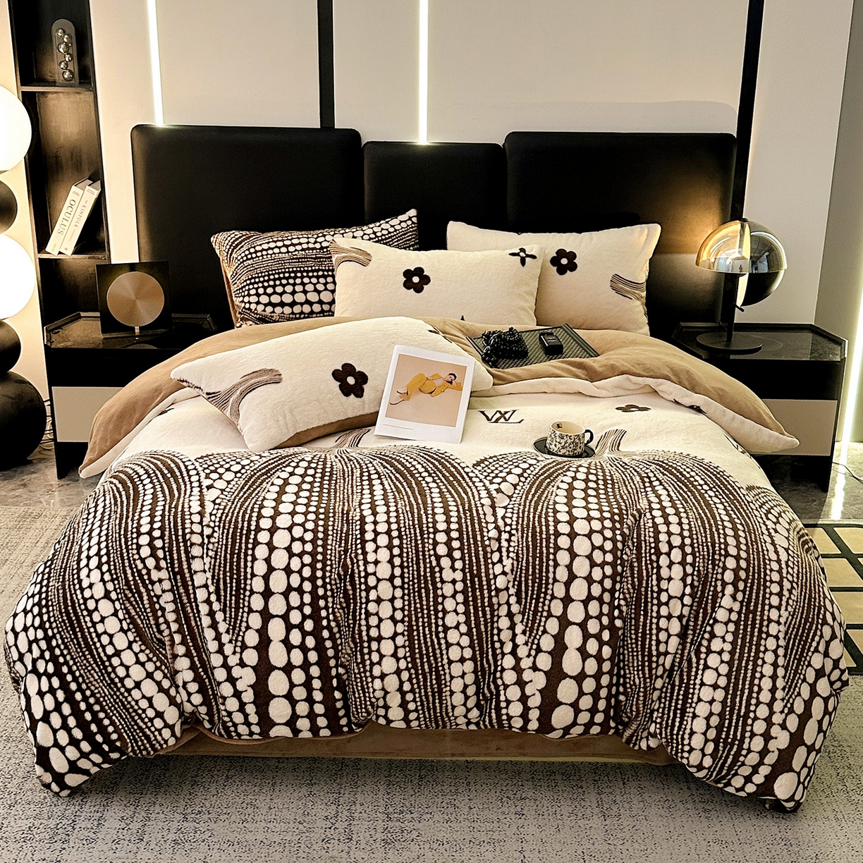 91家纺网 家纺一手货源 找家纺 栩裕纺织 2026新款高克重兔毛四件套-美拉德系列（提供买家秀） 美拉德-L大牌风米白