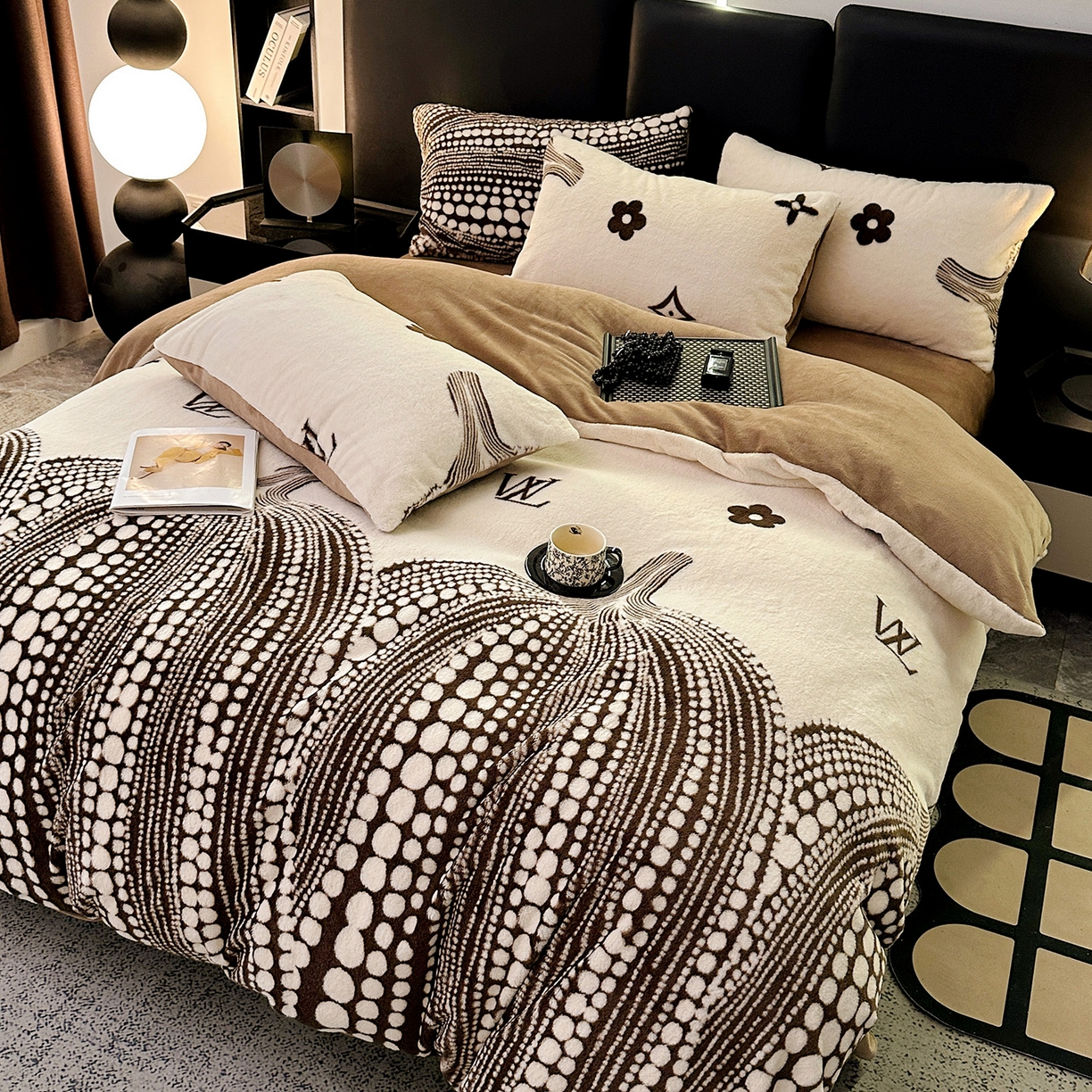 91家纺网 家纺一手货源 找家纺 栩裕纺织 2026新款高克重兔毛四件套-美拉德系列（提供买家秀） 美拉德-L大牌风米白