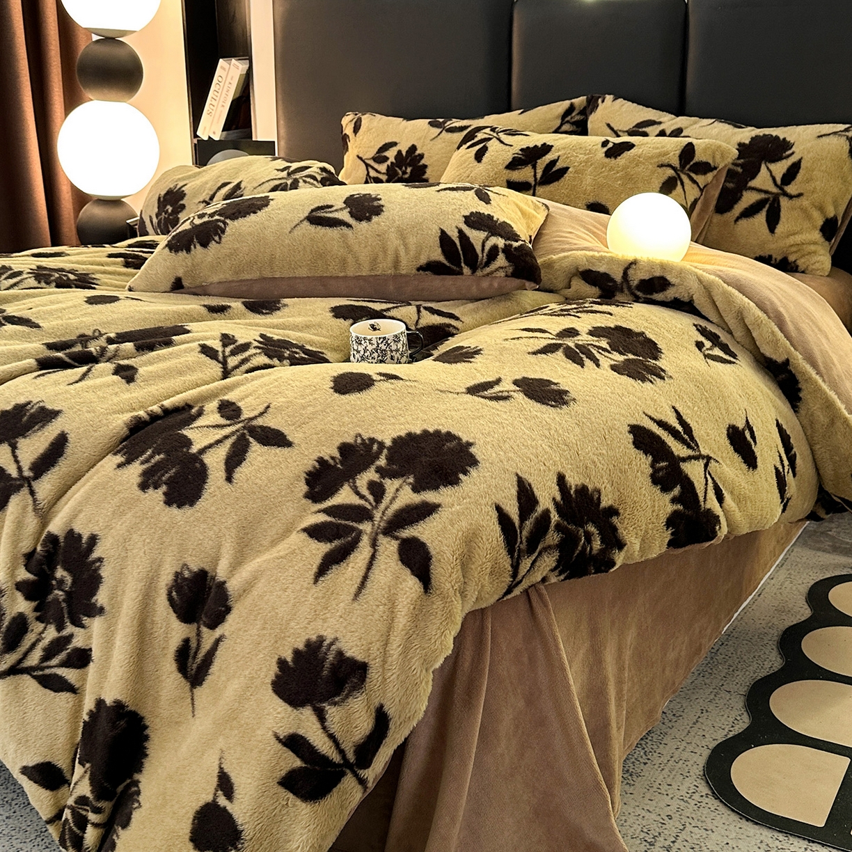 91家纺网 家纺一手货源 找家纺 栩裕纺织 2026新款高克重兔毛四件套-美拉德系列（提供买家秀） 美拉德-枫叶咖