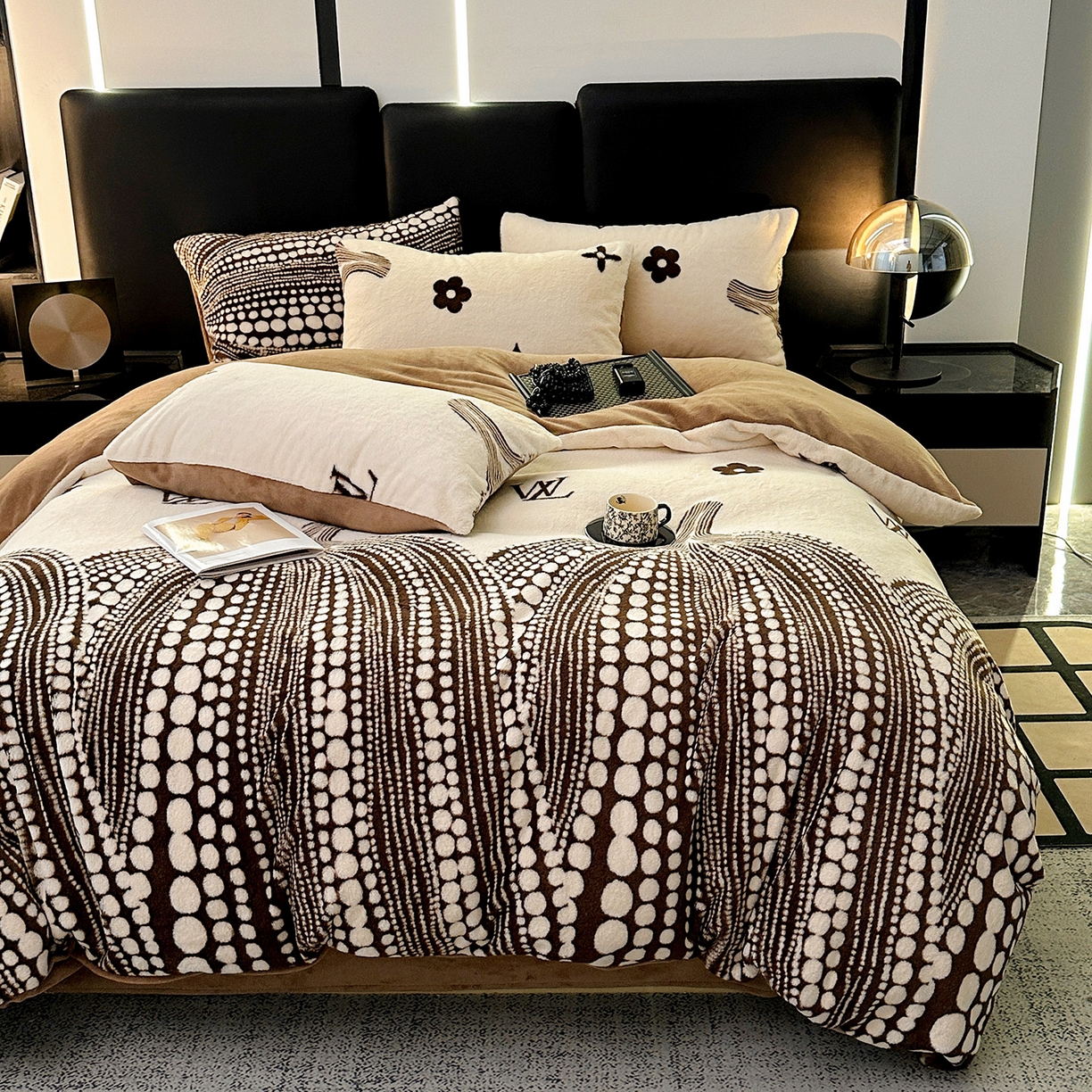 91家纺网 家纺一手货源 找家纺 栩裕纺织 2026新款高克重兔毛四件套-美拉德系列（提供买家秀） 美拉德-L大牌风米白