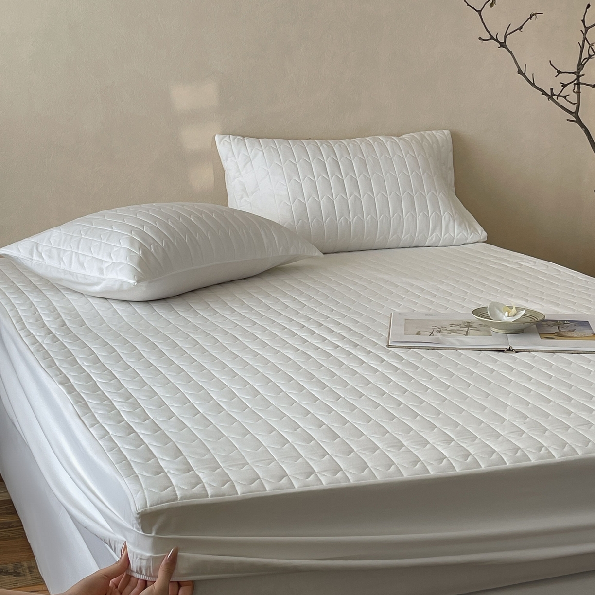 91家纺网 家纺一手货源 找家纺 （总）三味舒屋 2025新款简约全棉纯棉夹棉床笠单床笠床笠单件-珍妮系列（严控券后控价：券后128/148/158元）