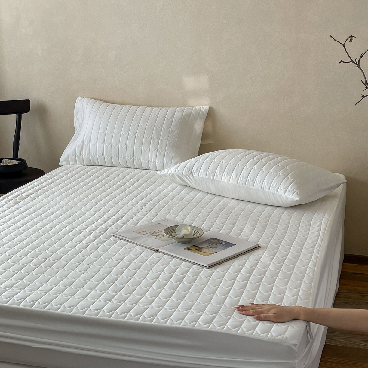 91家纺网 家纺一手货源 找家纺 （总）三味舒屋 2025新款简约全棉纯棉夹棉床笠单床笠床笠单件-珍妮系列（严控券后控价：券后128/148/158元）