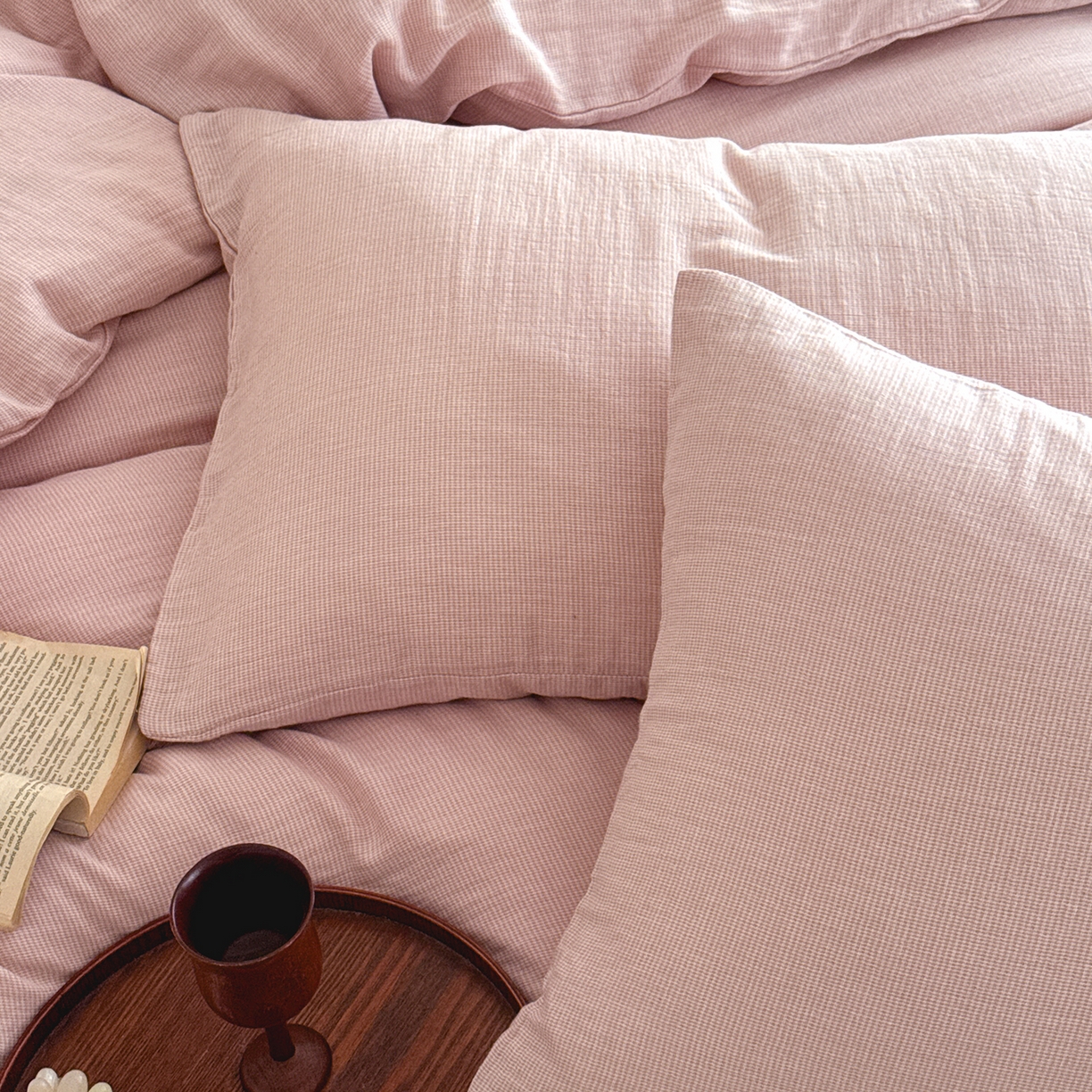 91家纺网 家纺一手货源 找家纺 （总）爱丽丝 2025新款云感色织全棉双层纱四件套