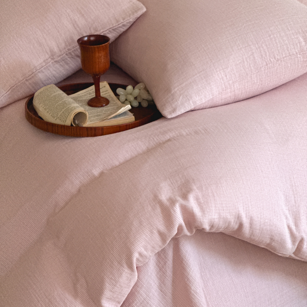 91家纺网 家纺一手货源 找家纺 （总）爱丽丝 2025新款云感色织全棉双层纱四件套