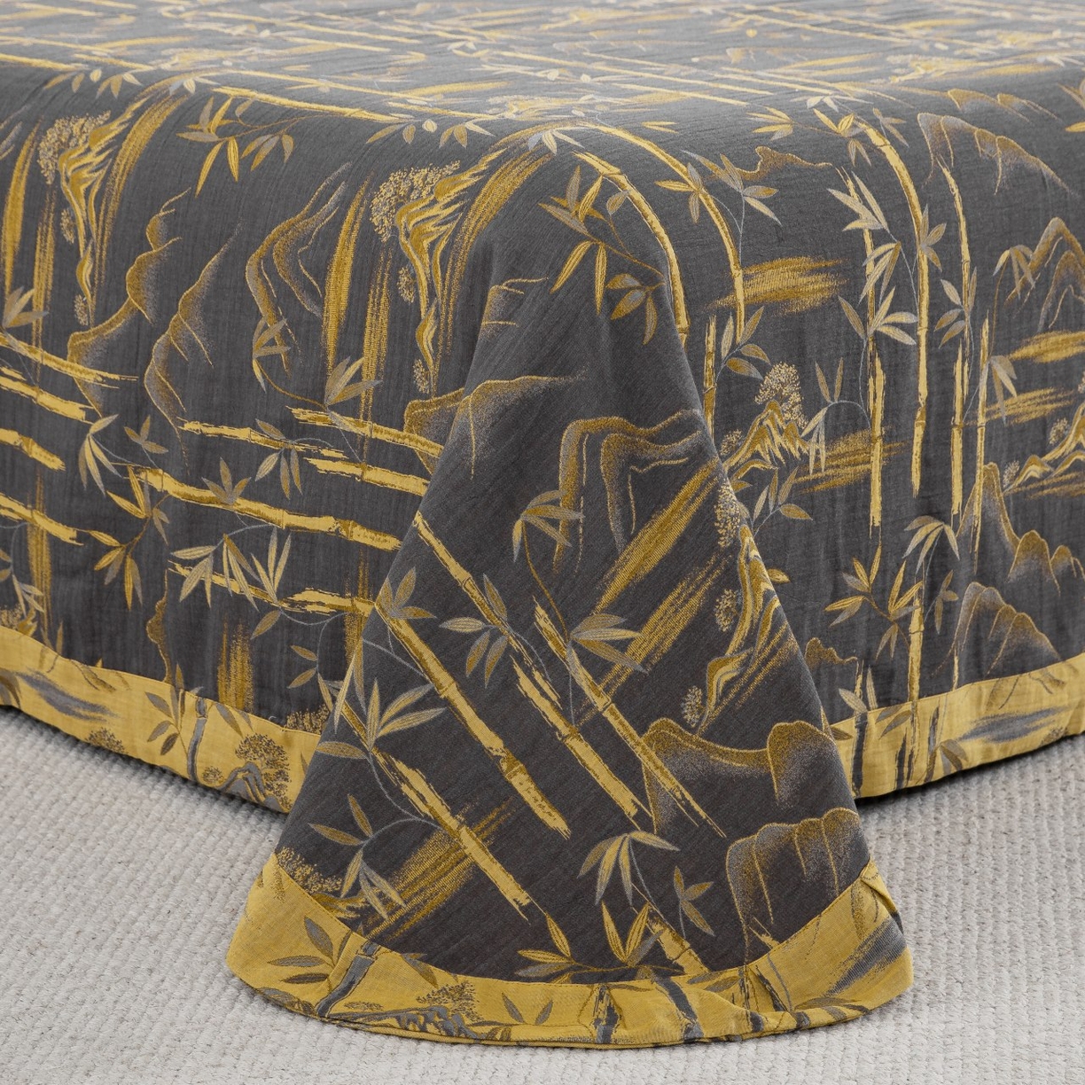 91家纺网 家纺一手货源 找家纺 （总）仰望棉麻双层纱供应链 2026新款竹报平安全棉纯棉色织提花双层纱纽扣款四件套