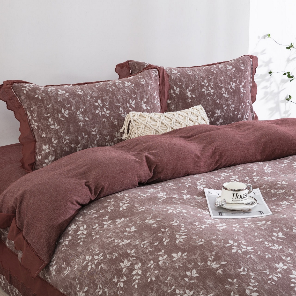 91家纺网 家纺一手货源 找家纺 （总）仰望棉麻双层纱供应链 2026新款甜梦花边镂空款四件套