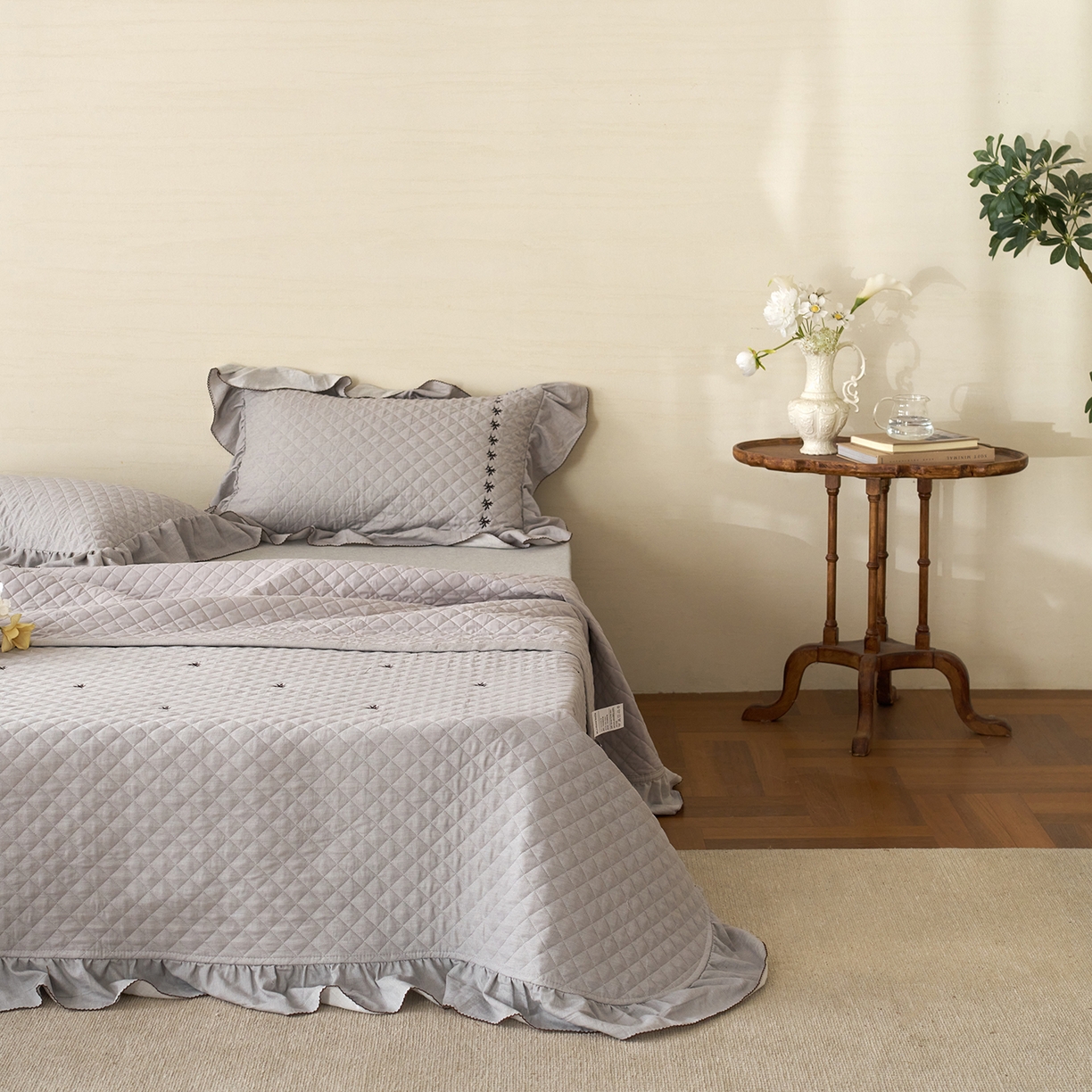 91家纺网 家纺一手货源 找家纺 上喜 2026新款艾草棉床盖多功能夏被 灰