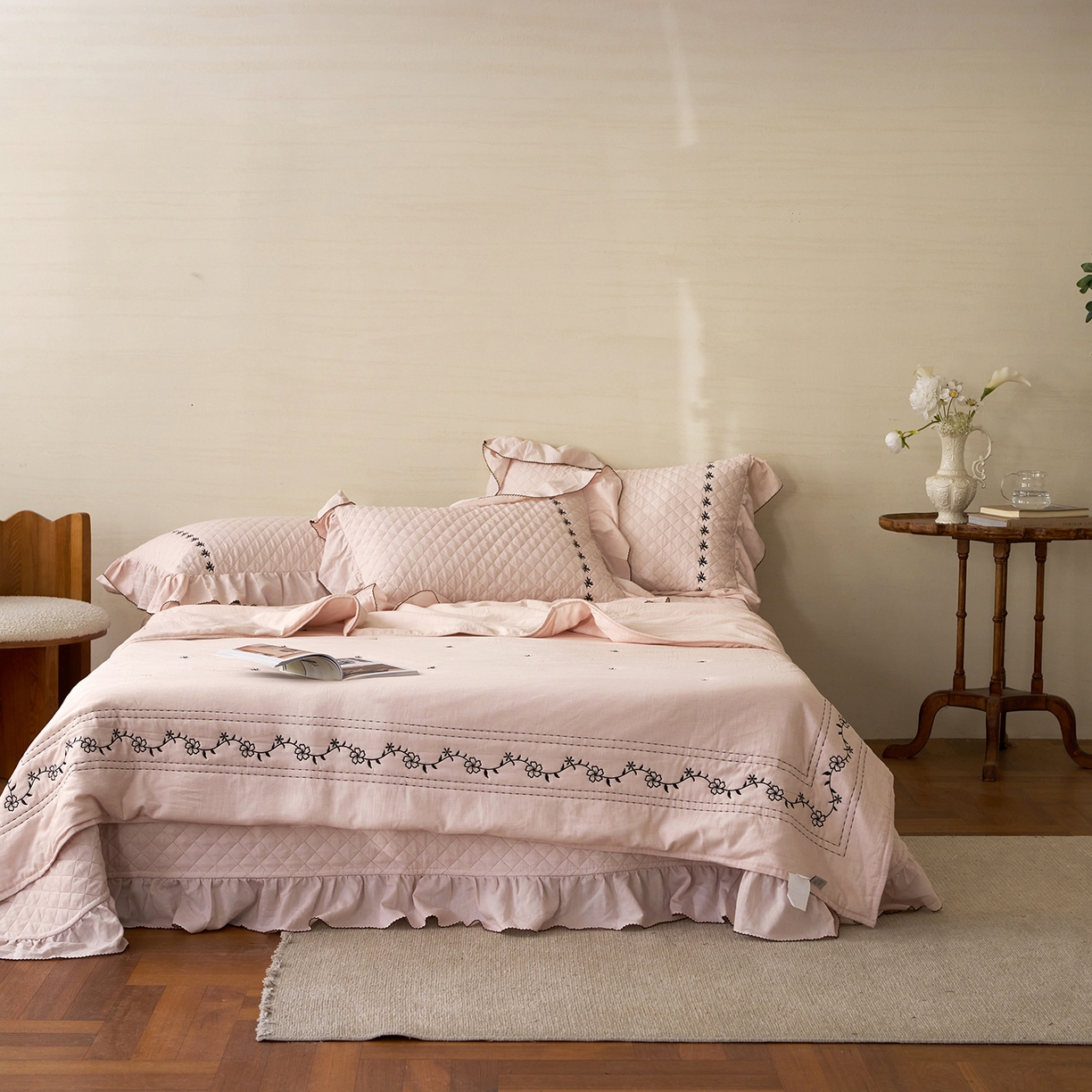 91家纺网 家纺一手货源 找家纺 上喜 2026新款艾草棉床盖多功能夏被 粉