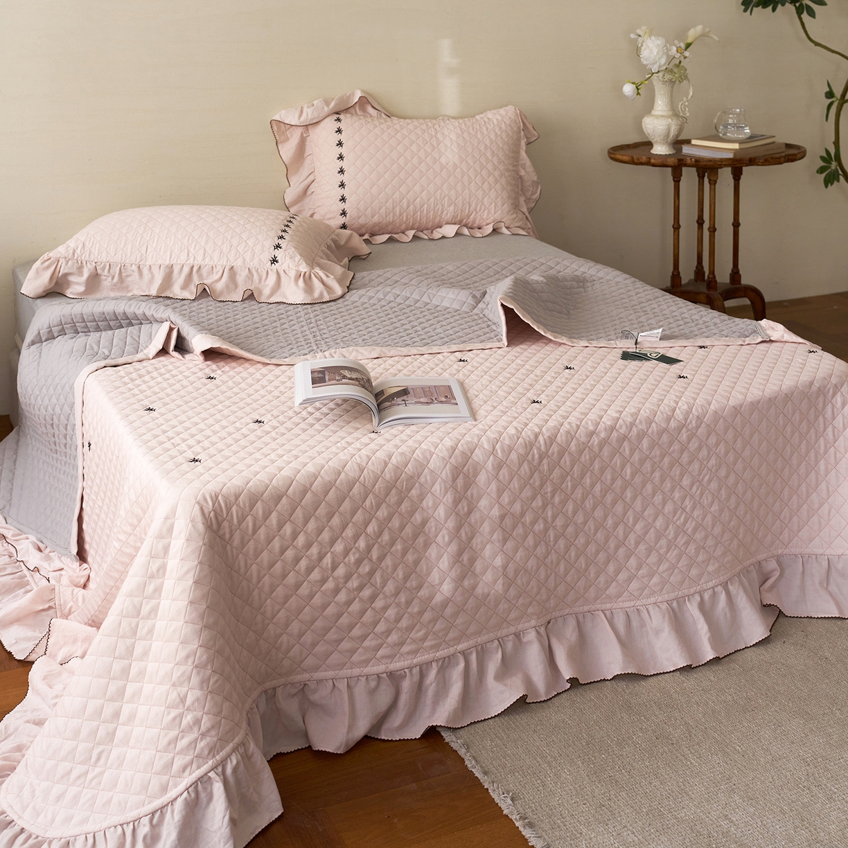 91家纺网 家纺一手货源 找家纺 （总）上喜 2026新款艾草棉床盖多功能夏被