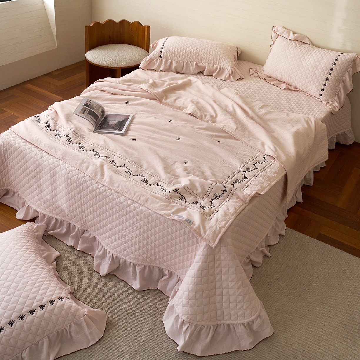 91家纺网 家纺一手货源 找家纺 （总）上喜 2026新款艾草棉床盖多功能夏被