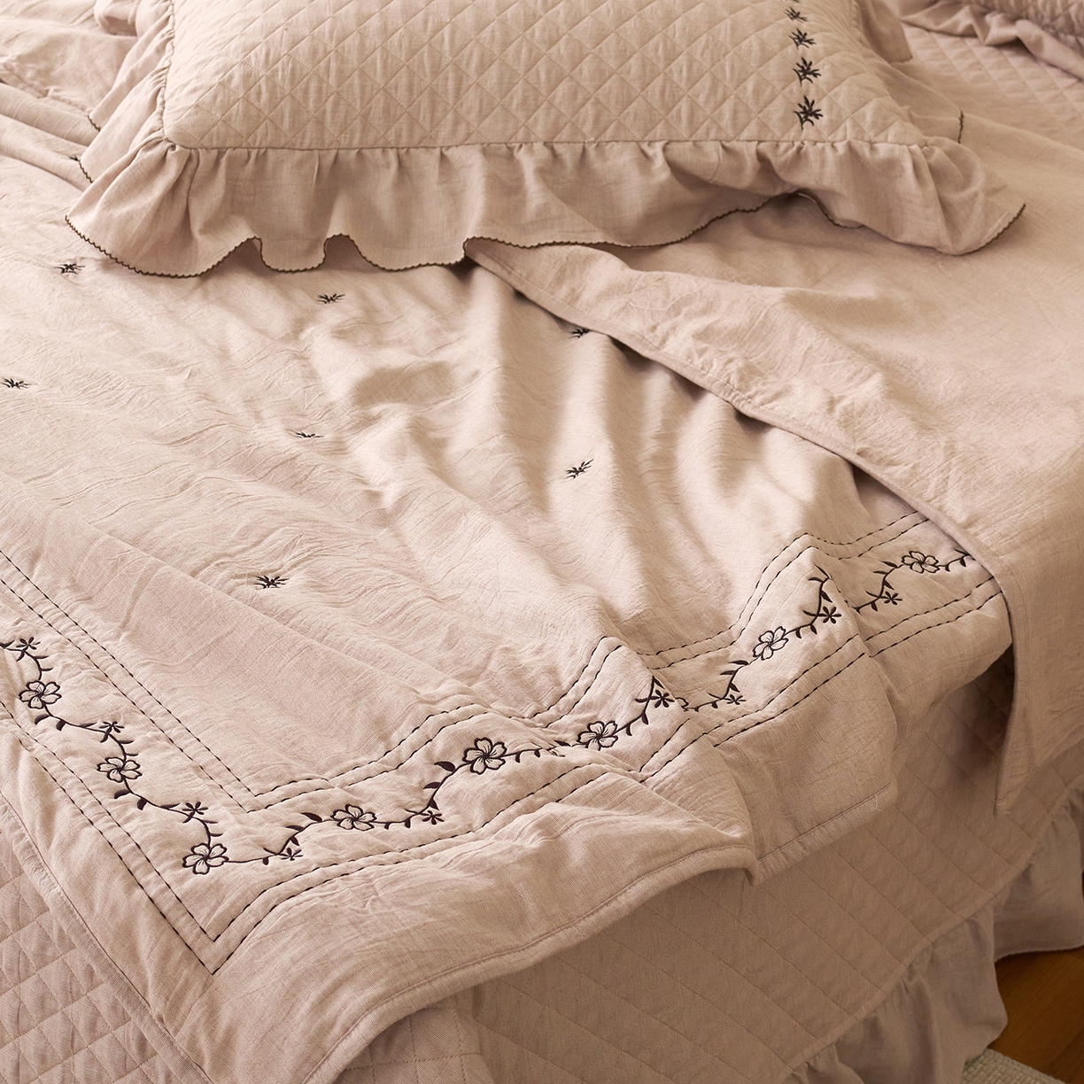 上喜 2026新款艾草棉床盖多功能夏被 咖色