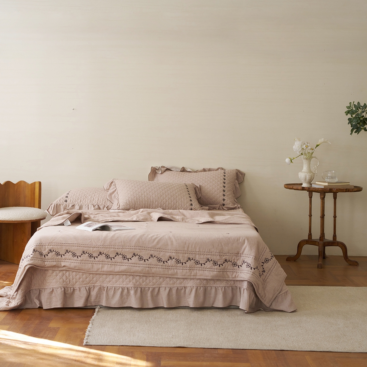 91家纺网 家纺一手货源 找家纺 上喜 2026新款艾草棉床盖多功能夏被 咖色