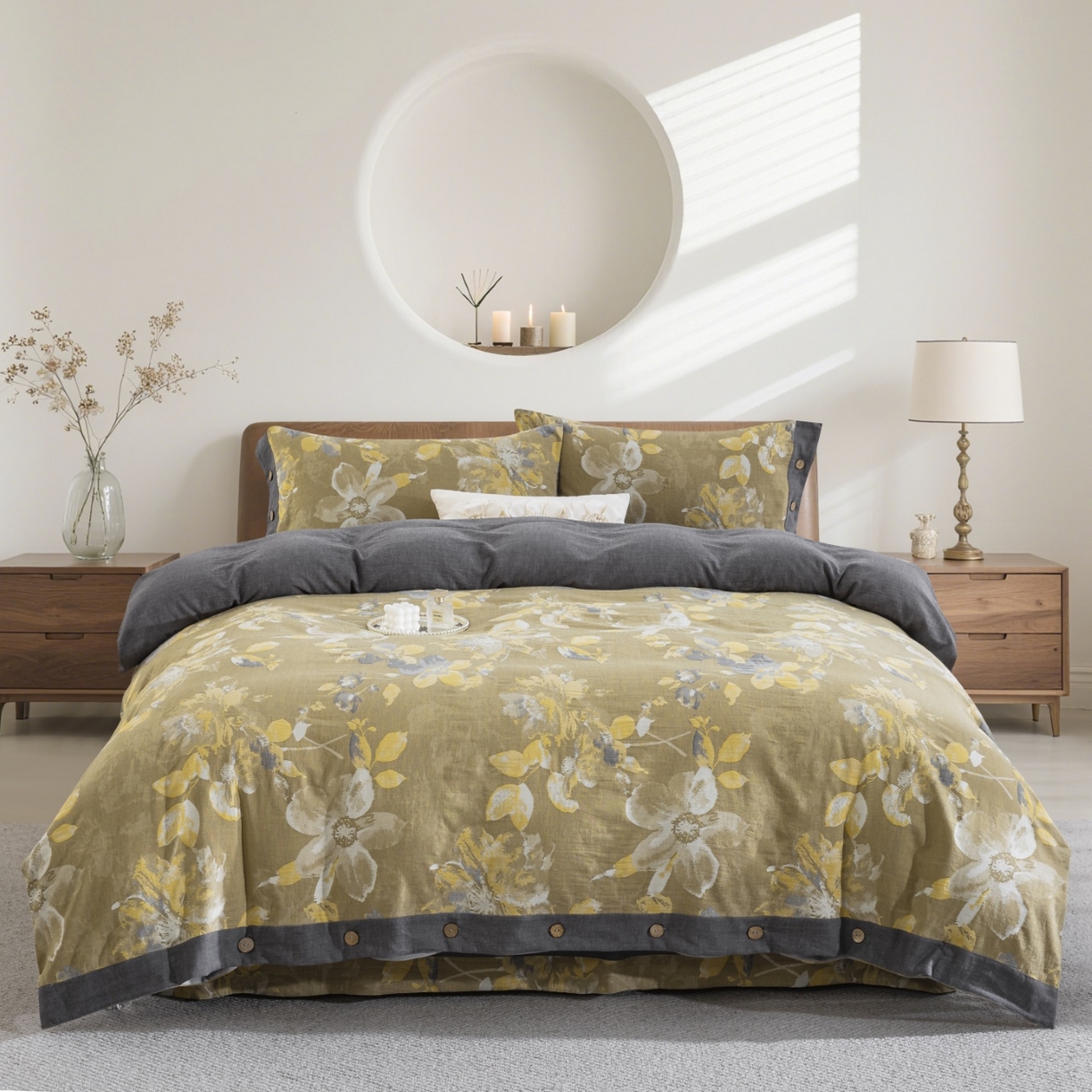 91家纺网 家纺一手货源 找家纺 （总）仰望棉麻双层纱供应链 2026新款念奴娇全棉纯棉色织提花纽扣款四件套