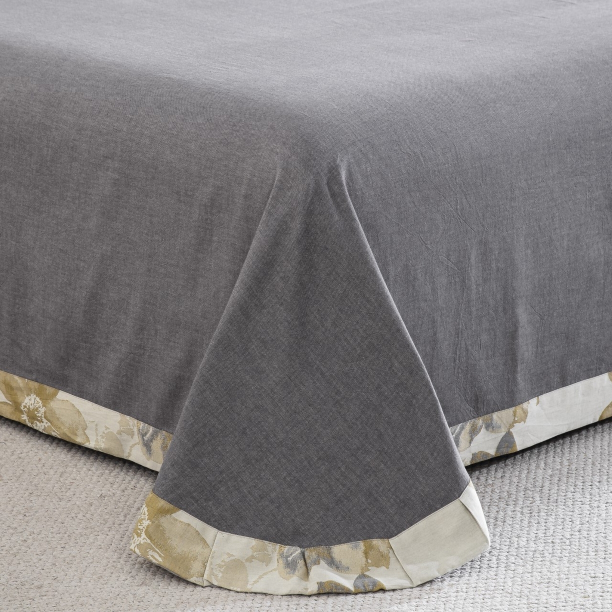 91家纺网 家纺一手货源 找家纺 仰望棉麻双层纱供应链 2026新款念奴娇全棉纯棉色织提花纽扣款四件套 念奴娇-灰