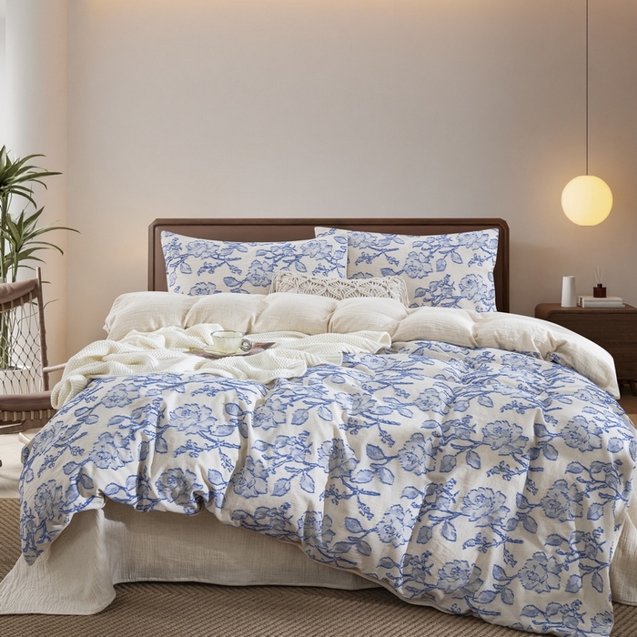 91家纺网 家纺一手货源 找家纺 （总）仰望棉麻双层纱供应链 2026新款梦华录棉麻剪花高奢款四件套