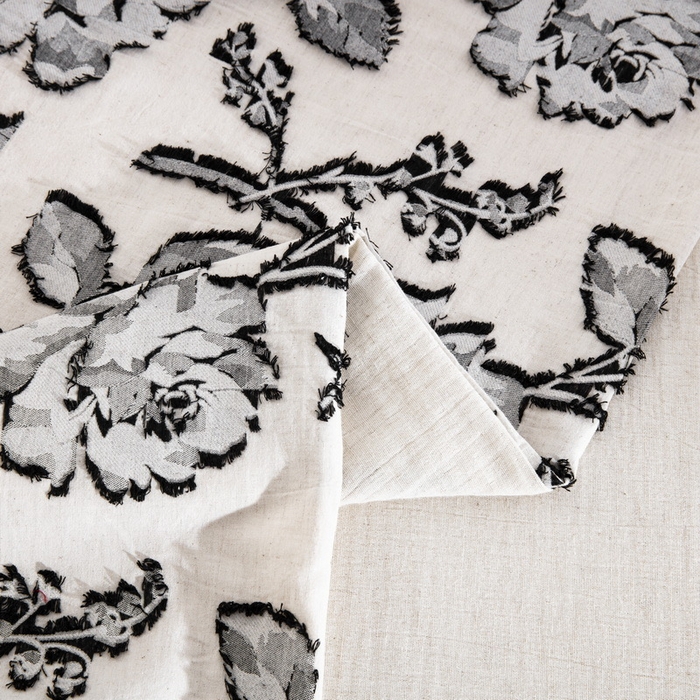 91家纺网 家纺一手货源 找家纺 仰望棉麻双层纱供应链 2026新款梦华录棉麻剪花高奢款四件套 梦华录-灰