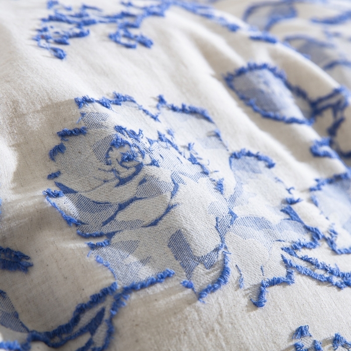 91家纺网 家纺一手货源 找家纺 仰望棉麻双层纱供应链 2026新款梦华录棉麻剪花高奢款四件套 梦华录-蓝