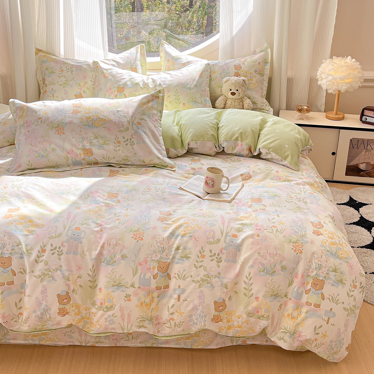 91家纺网 家纺一手货源 找家纺 花梦欣 2026新款全棉纯棉印花单品系列花卉款单被套被套单品单被套 春游手记