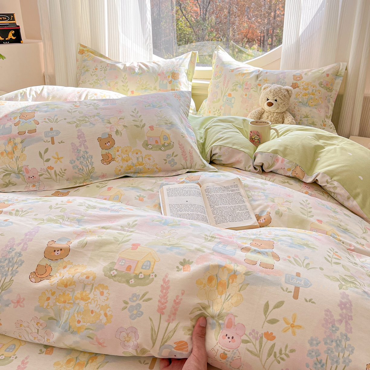 91家纺网 家纺一手货源 找家纺 花梦欣 2026新款全棉纯棉印花单品系列花卉款单被套被套单品单被套 春游手记