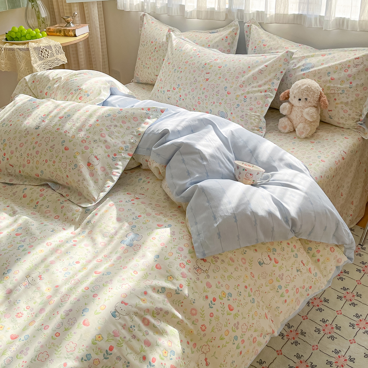 91家纺网 家纺一手货源 找家纺 花梦欣 2026新款全棉纯棉印花单品系列花卉款单被套被套单品单被套 动物花园