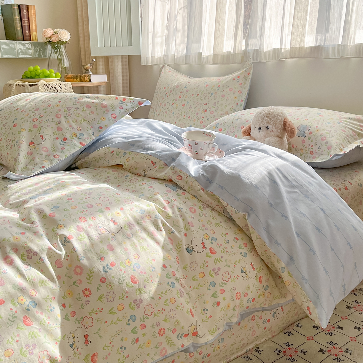 91家纺网 家纺一手货源 找家纺 花梦欣 2026新款全棉纯棉印花单品系列花卉款单被套被套单品单被套 动物花园