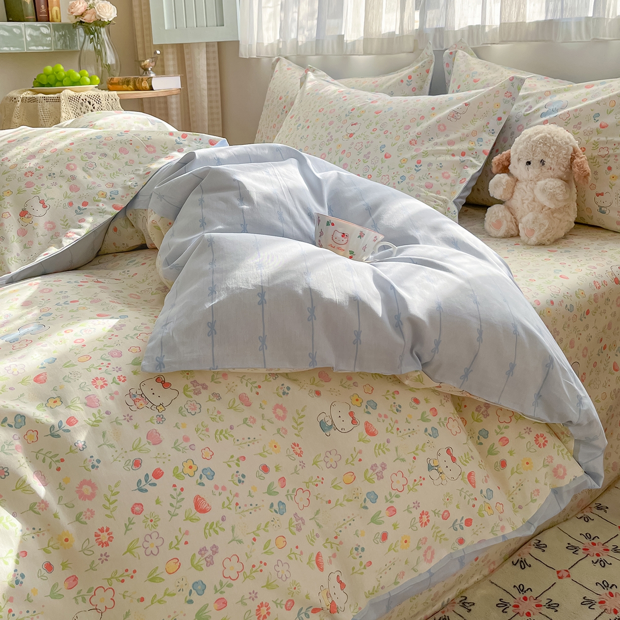 91家纺网 家纺一手货源 找家纺 花梦欣 2026新款全棉纯棉印花单品系列花卉款单被套被套单品单被套 动物花园
