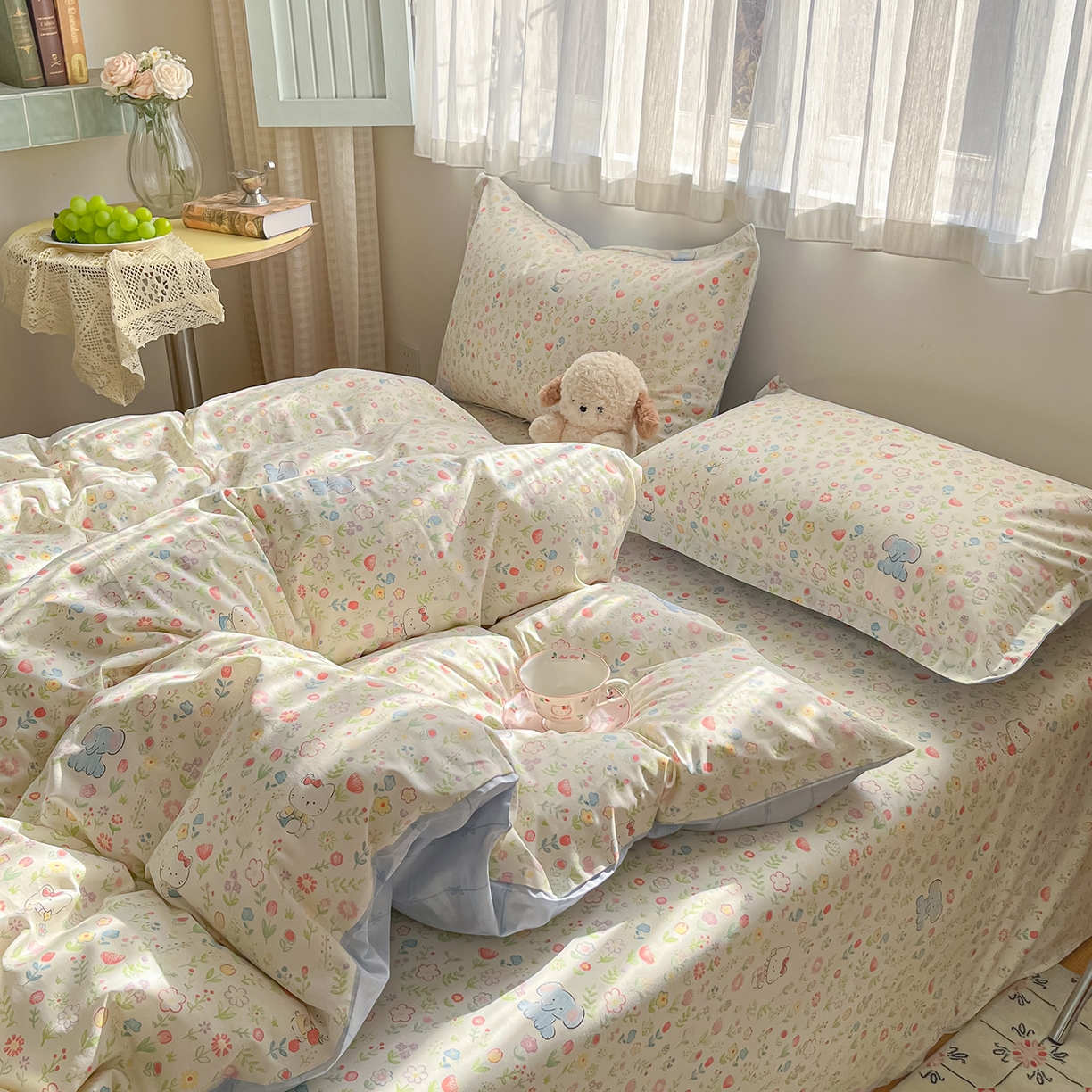 91家纺网 家纺一手货源 找家纺 花梦欣 2026新款全棉纯棉印花单品系列花卉款单被套被套单品单被套 动物花园