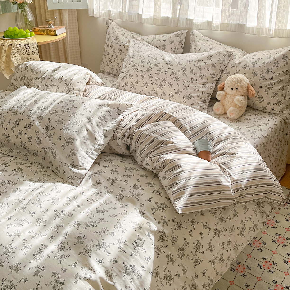 91家纺网 家纺一手货源 找家纺 花梦欣 2026新款全棉纯棉印花单品系列花卉款单被套被套单品单被套 复古诗笺