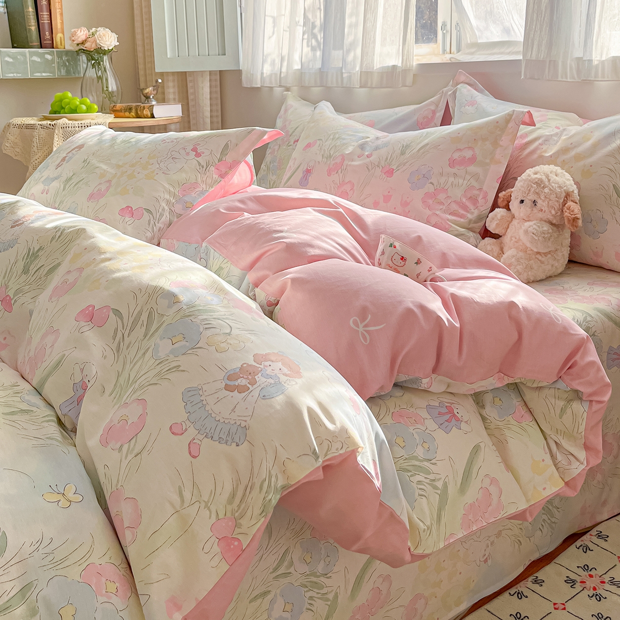 91家纺网 家纺一手货源 找家纺 花梦欣 2026新款全棉纯棉印花单品系列花卉款单被套被套单品单被套 花丛甜崽