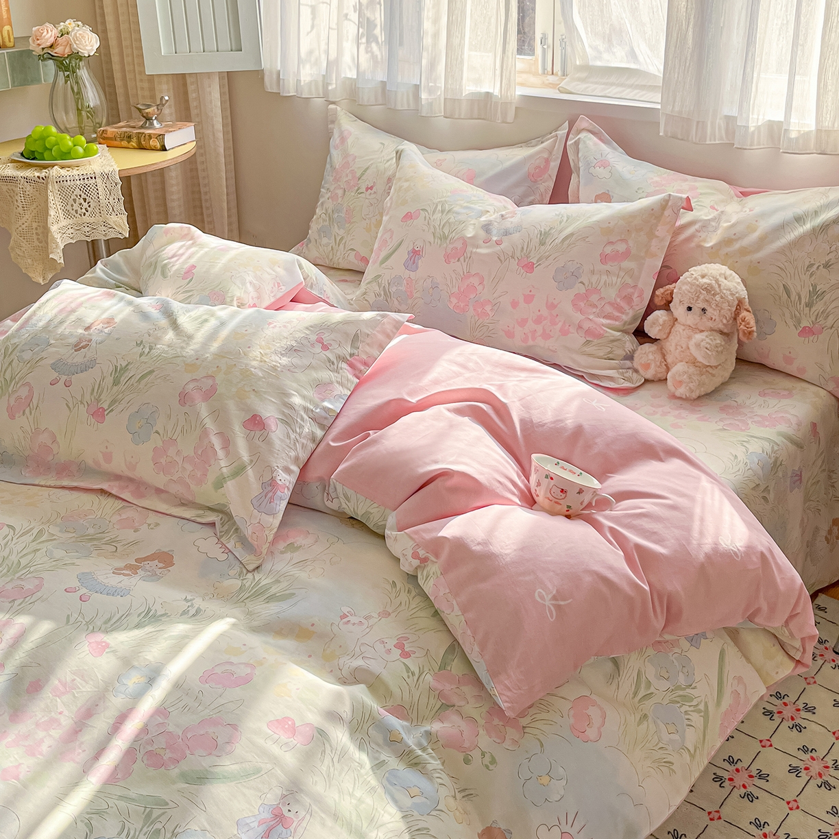 91家纺网 家纺一手货源 找家纺 花梦欣 2026新款全棉纯棉印花单品系列花卉款单被套被套单品单被套 花丛甜崽