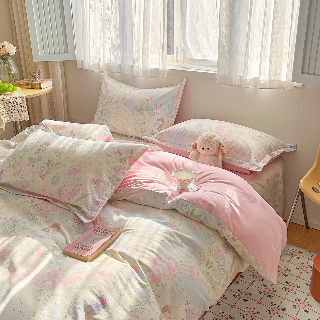 91家纺网 家纺一手货源 找家纺 花梦欣 2026新款全棉纯棉印花单品系列花卉款单被套被套单品单被套 花丛甜崽