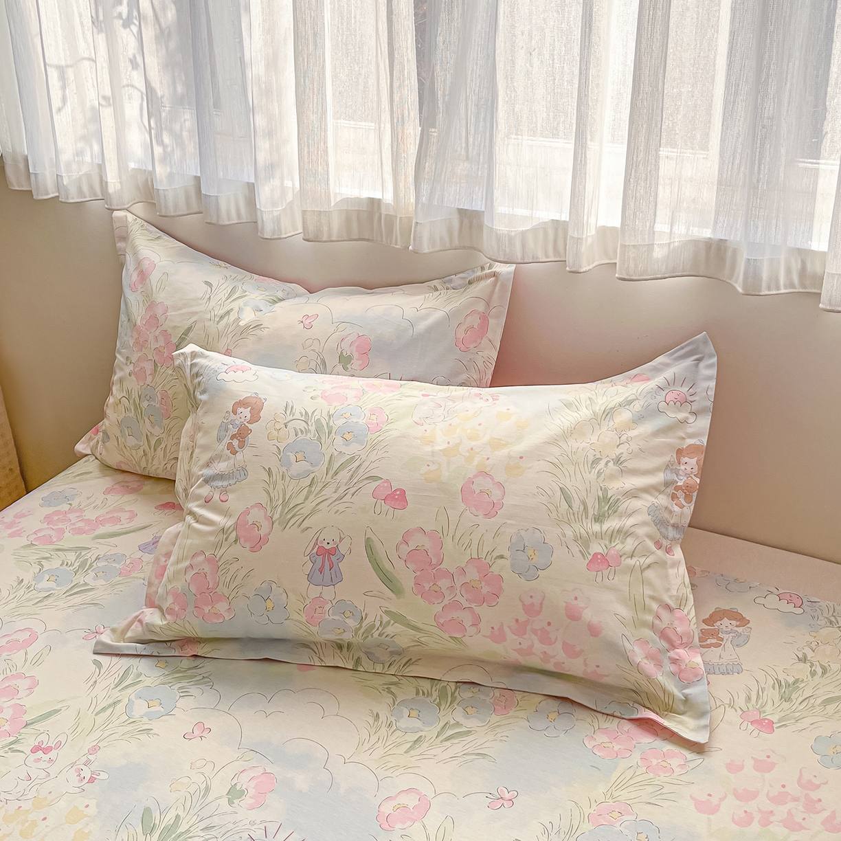 91家纺网 家纺一手货源 找家纺 花梦欣 2026新款全棉纯棉印花单品系列花卉款单被套被套单品单被套 花丛甜崽